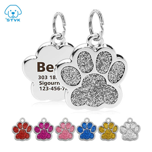 Custom Pet Name Tags - Engraved Metal Collar Accessory with Anti-Lost Pendant and Keyring.